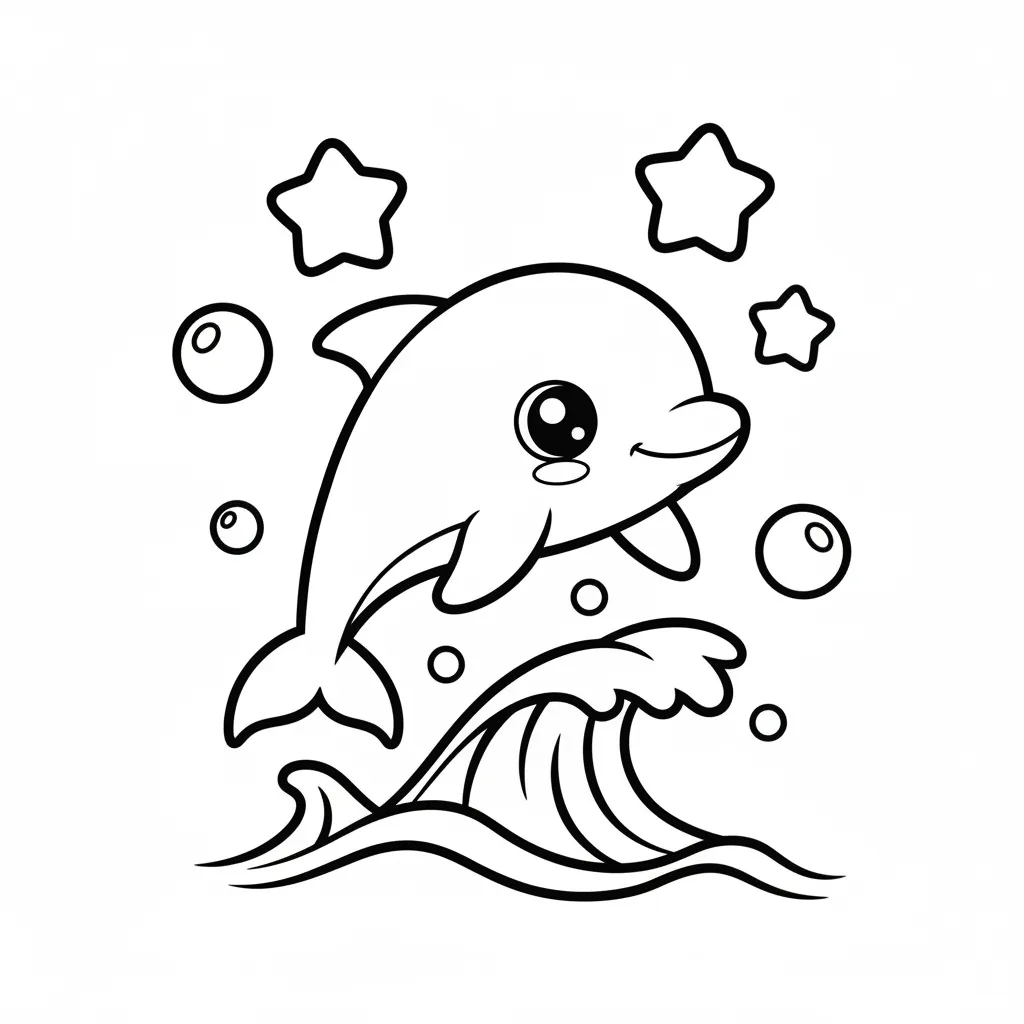 Dolphin coloring page for beginners - Standard style