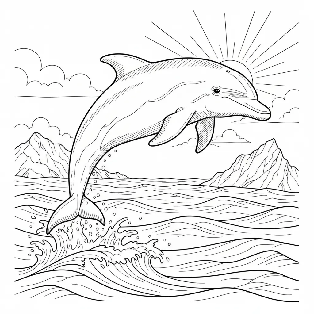 Dolphin coloring page for boys - Standard style
