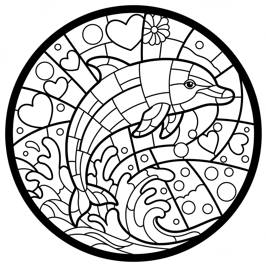 Dolphin coloring page for girls - Standard style
