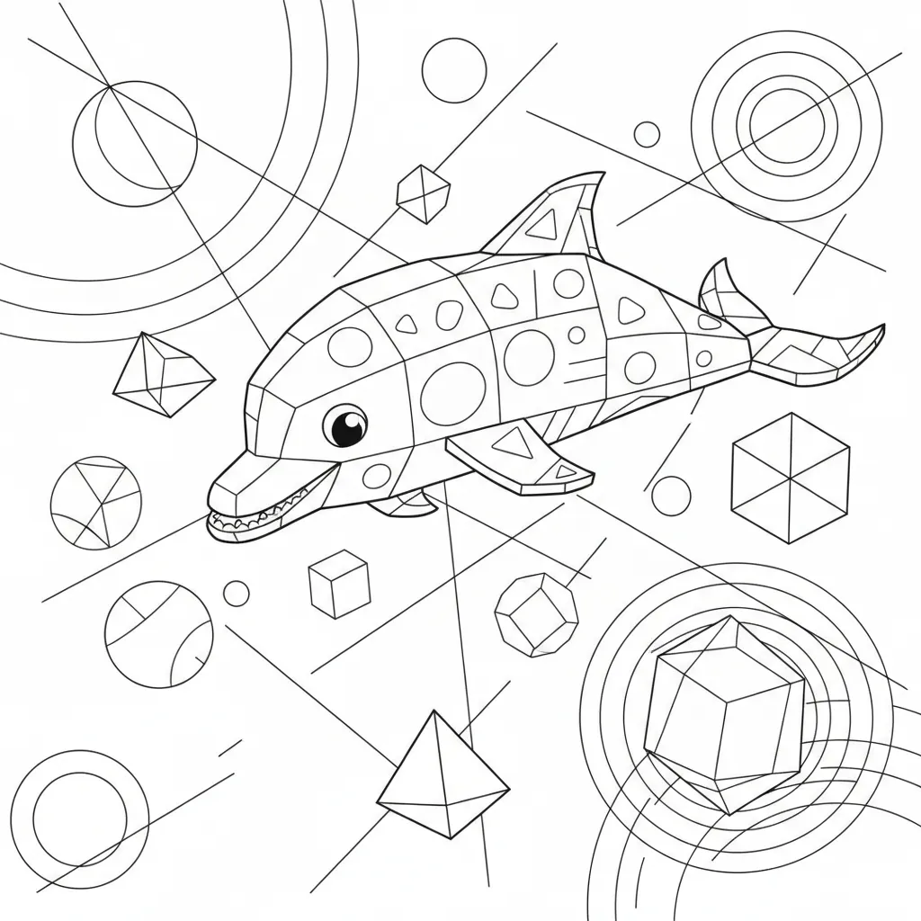 Dolphin coloring page for kids - Standard style