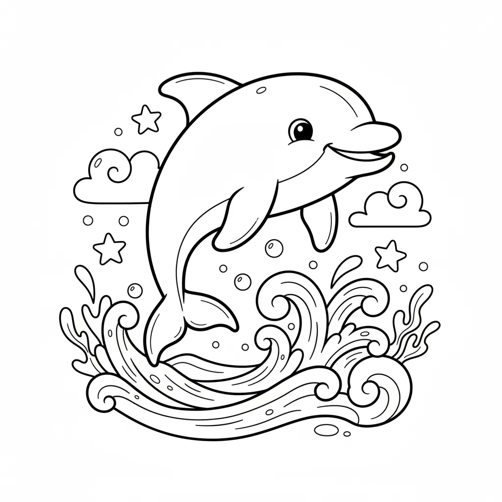 Dolphin coloring page for kindergarteners - Standard style