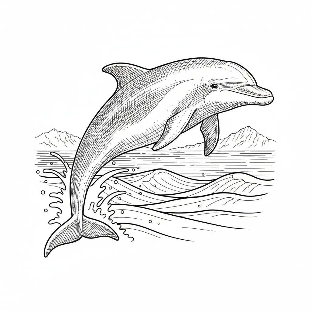 Dolphin coloring page for men - Standard style