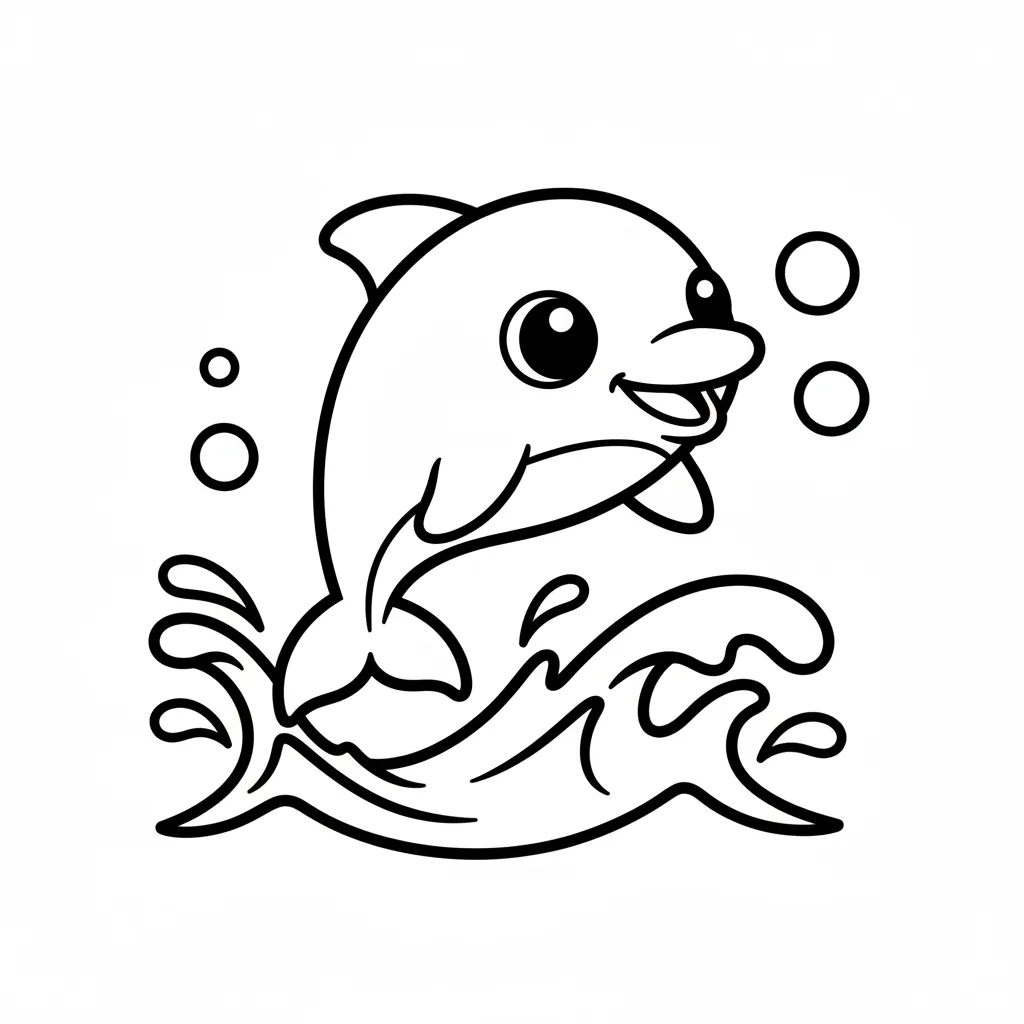 Dolphin coloring page for preschoolers - Standard style