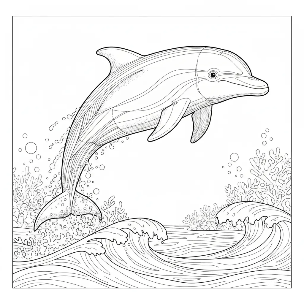 Dolphin coloring page for teens - Standard style