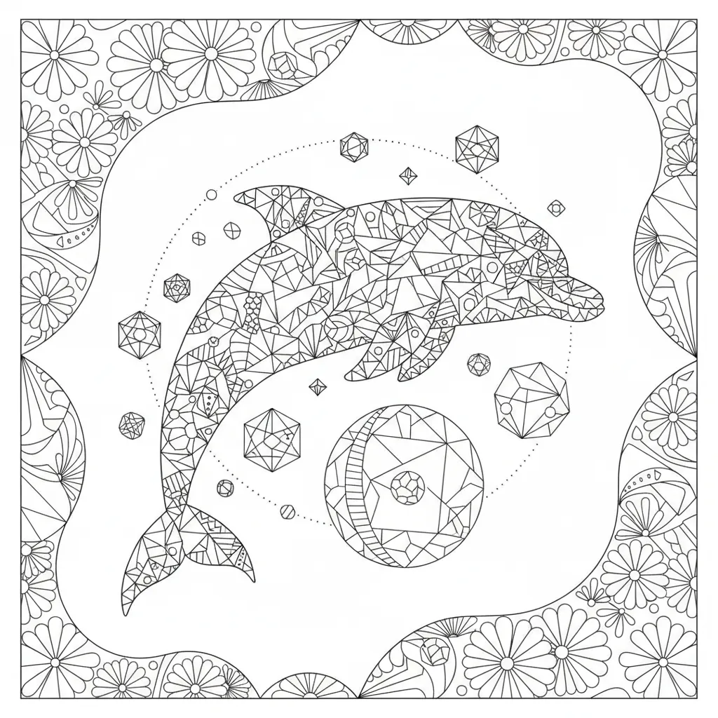 Dolphin coloring page for women - Standard style