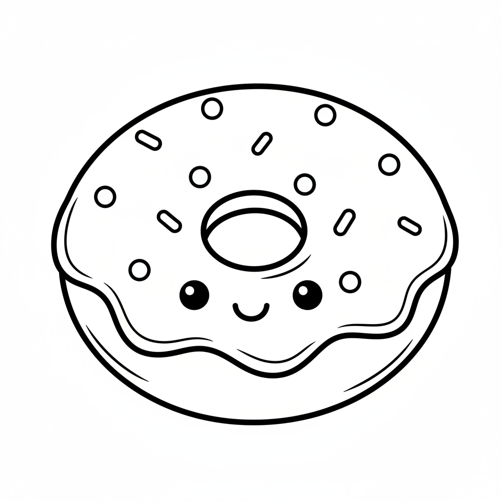Donut coloring page for beginners - Standard style
