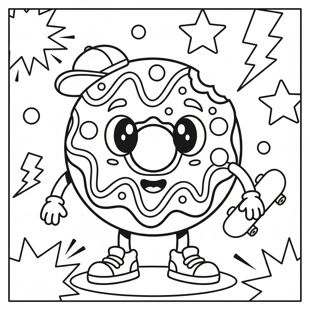 Donut coloring page for boys - Standard style