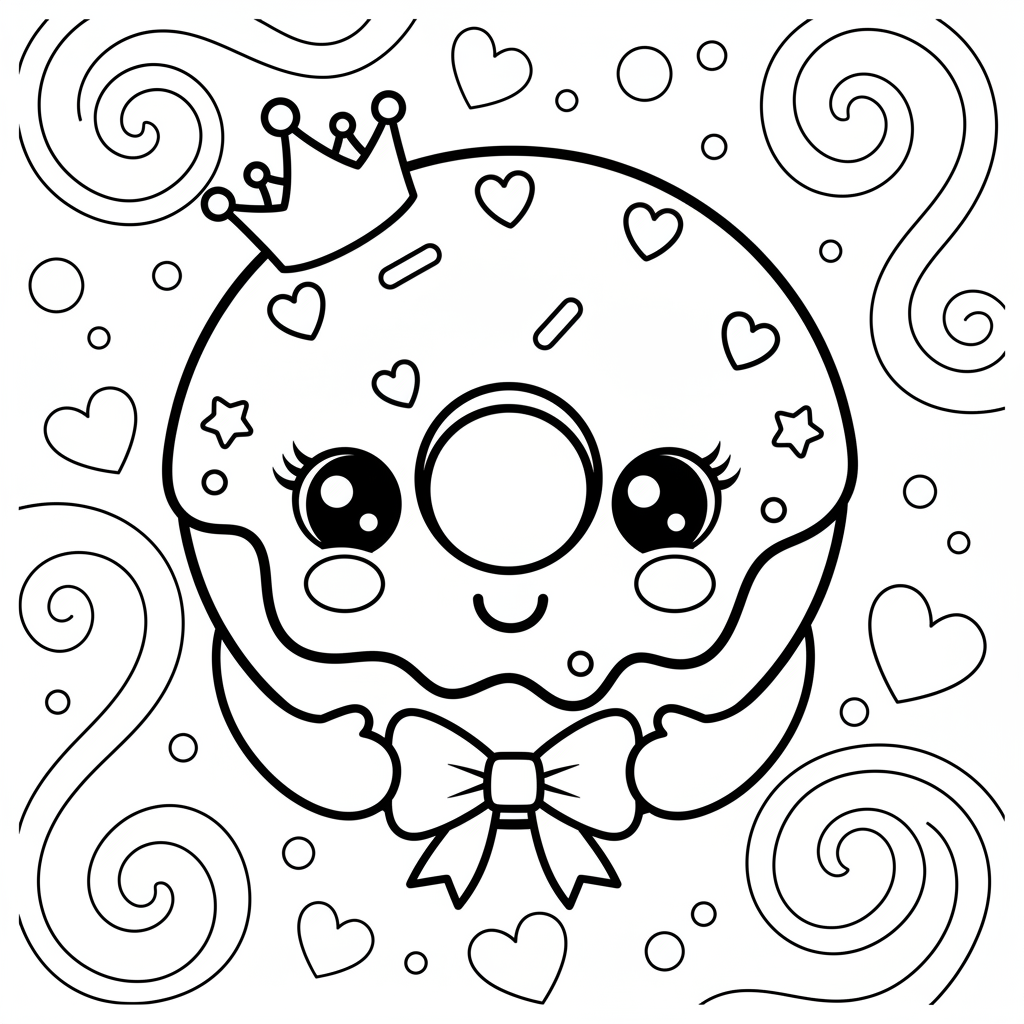 Donut coloring page for girls - Standard style
