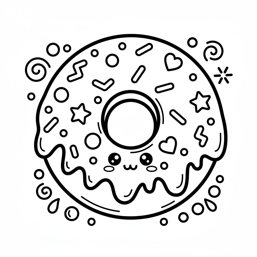 Donut coloring page for intermediates - Standard style