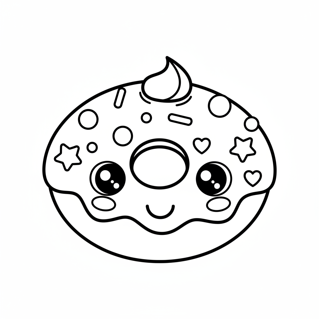 Donut coloring page for kids - Standard style