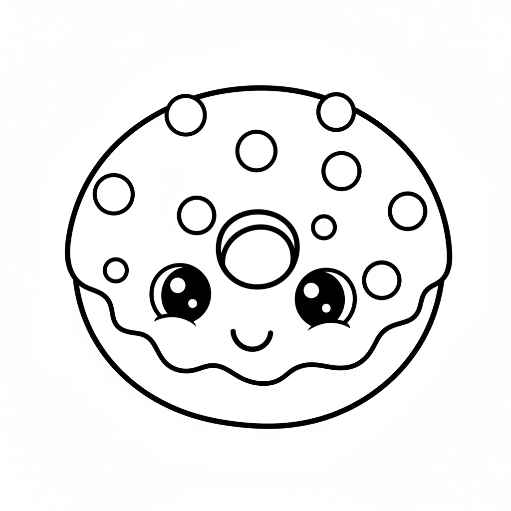 Donut coloring page for kindergarteners - Standard style