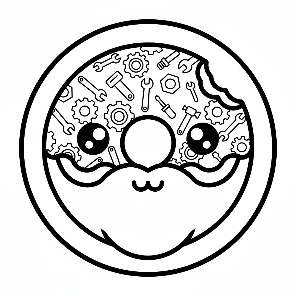 Donut coloring page for men - Standard style