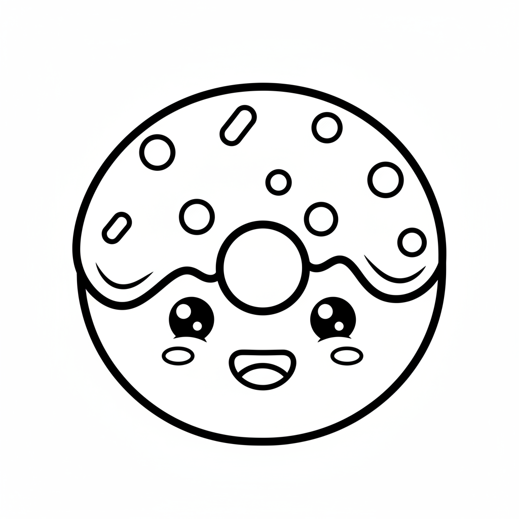 Donut coloring page for preschoolers - Standard style