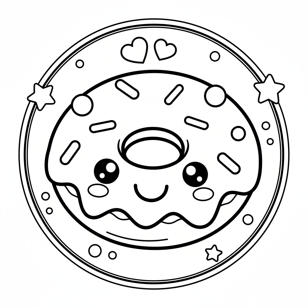 Donut coloring page for seniors - Standard style