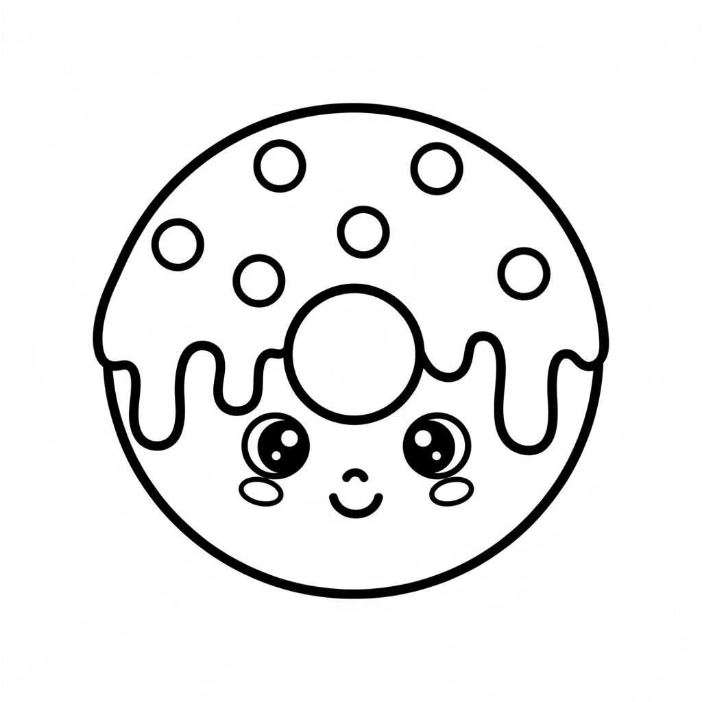 Donut coloring page for toddlers - Standard style