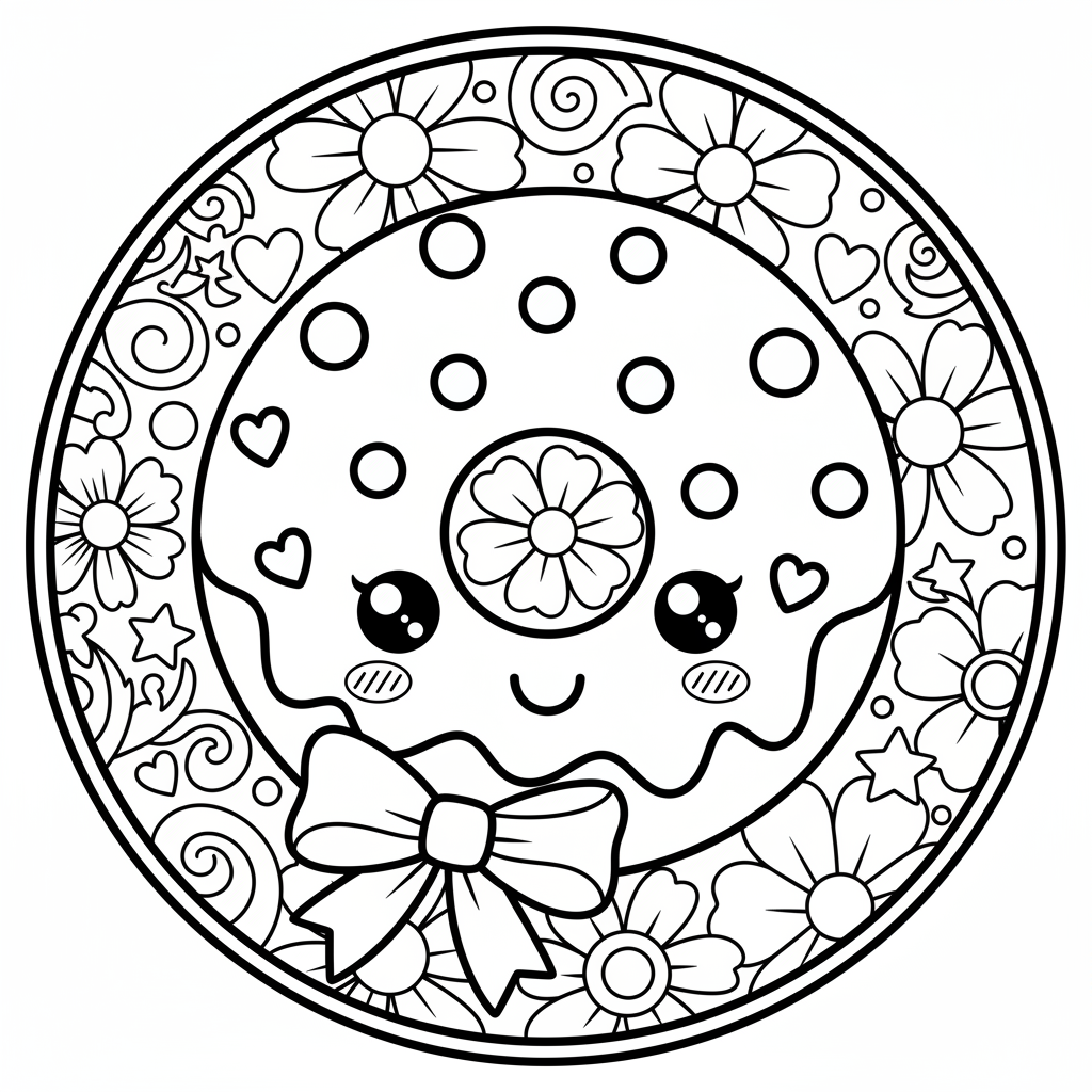 Donut coloring page for women - Standard style