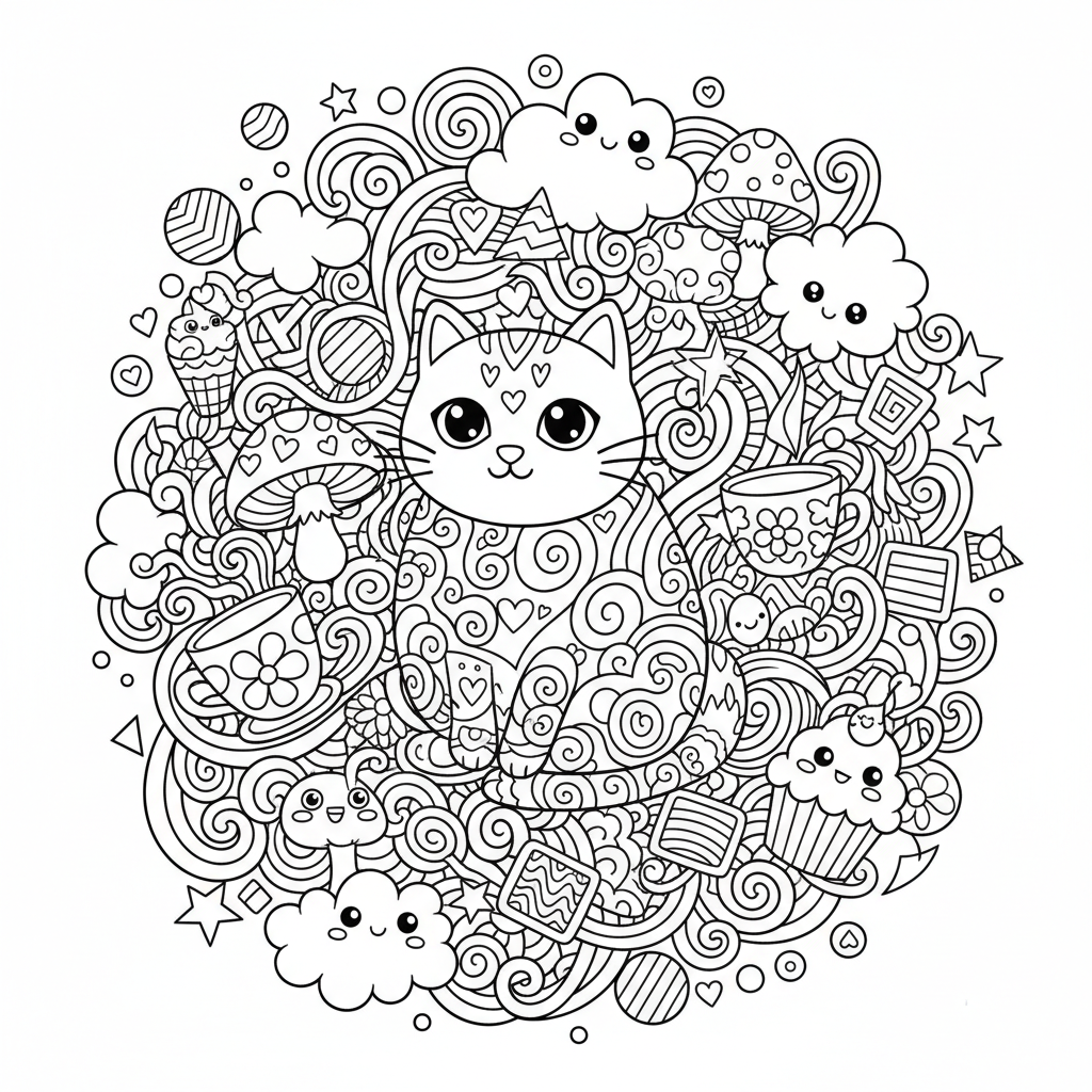 Doodle coloring page for adults - Standard style