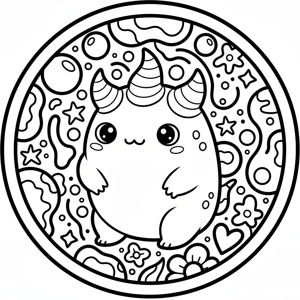 Doodle coloring page for beginners - Standard style