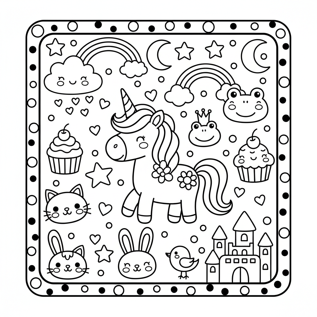 Doodle coloring page for girls - Standard style