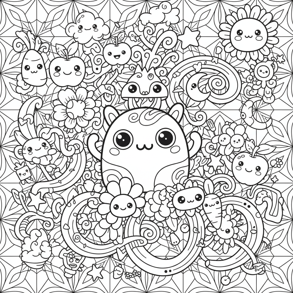 Doodle coloring page for intermediates - Standard style