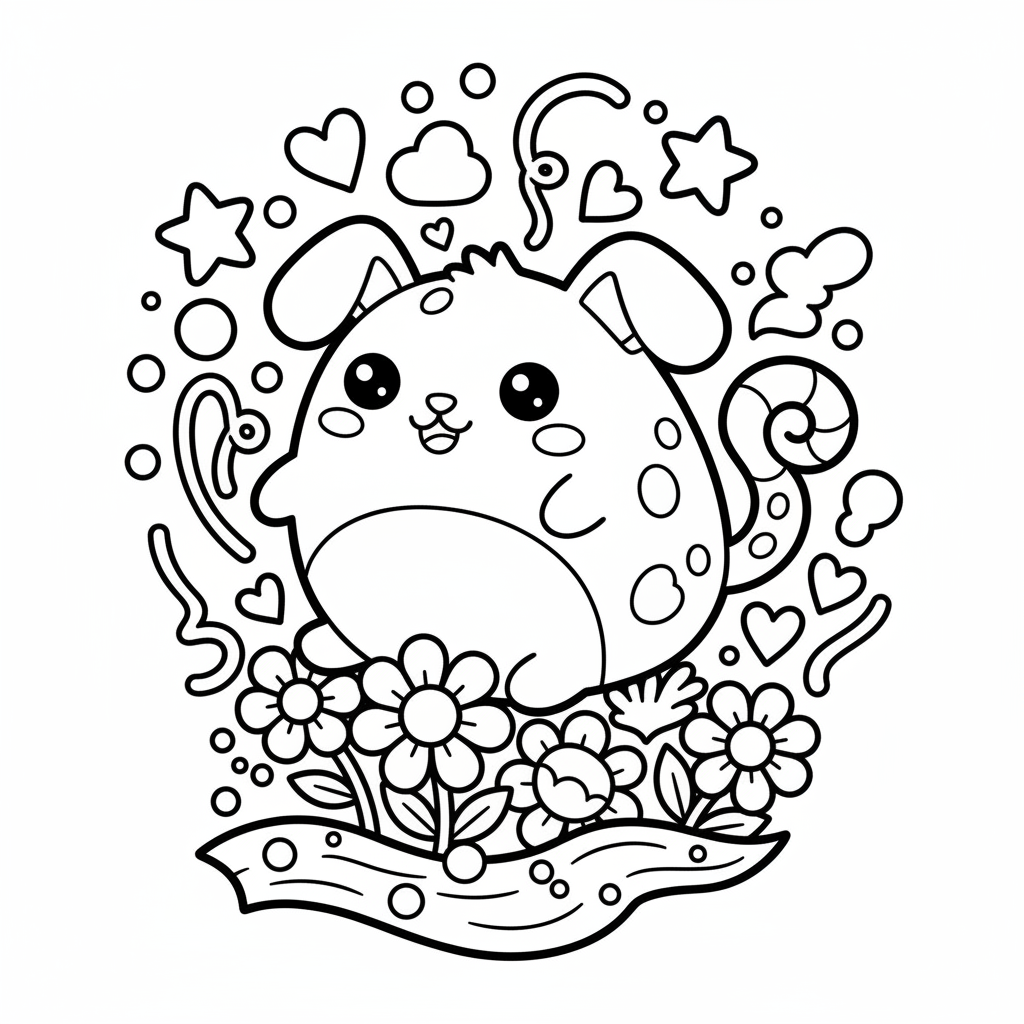 Doodle coloring page for kids - Standard style