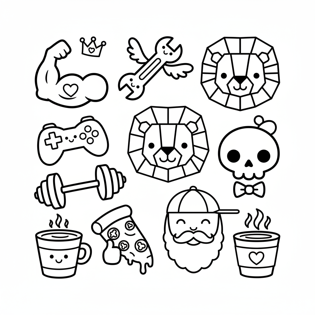 Doodle coloring page for men - Standard style