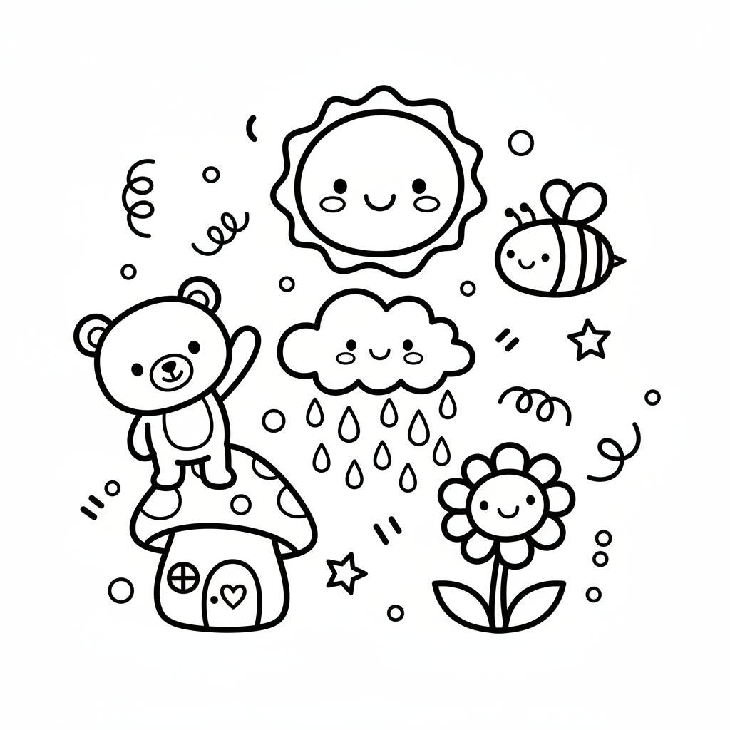 Doodle coloring page for preschoolers - Standard style