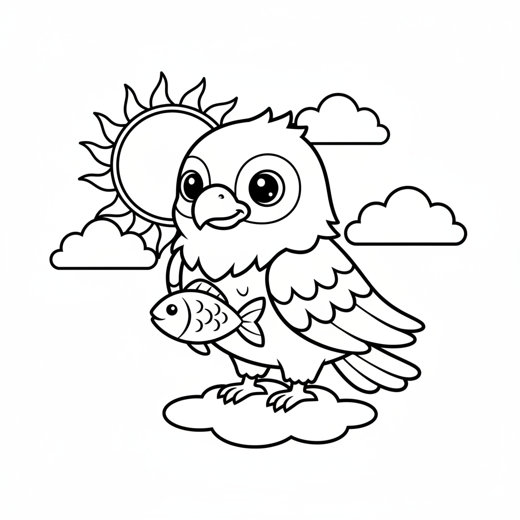Eagle coloring page for kids - Standard style