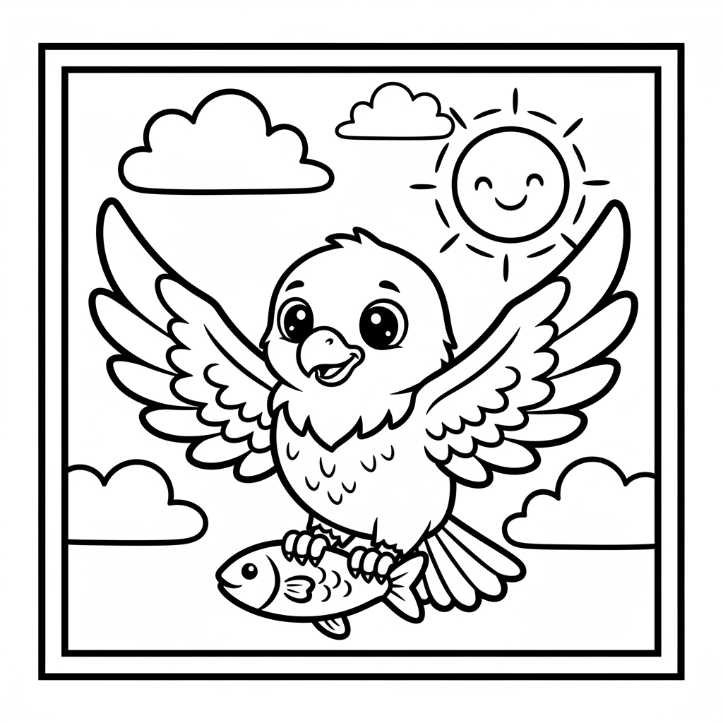 Eagle coloring page for seniors - Standard style