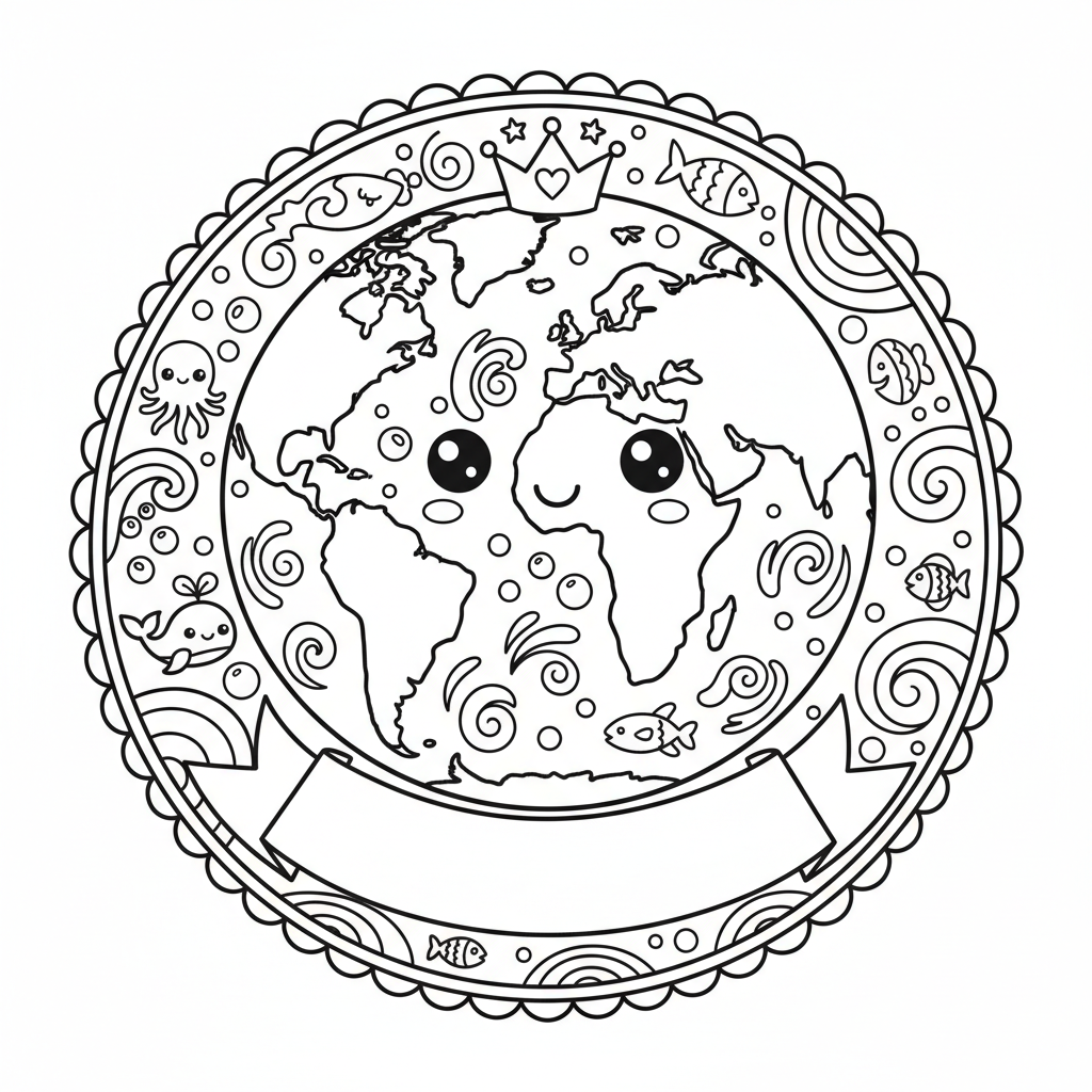 Earth coloring page for experts - Standard style