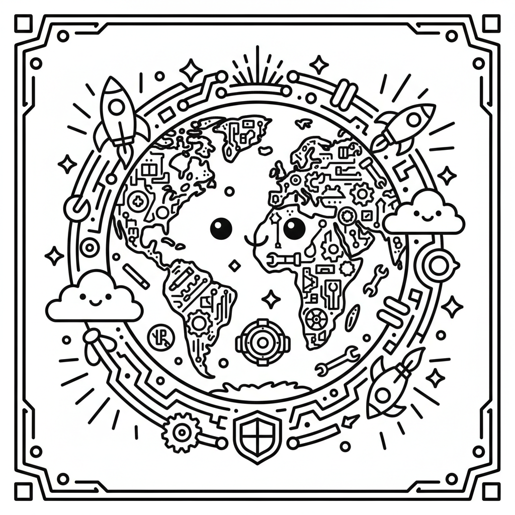 Earth coloring page for men - Standard style
