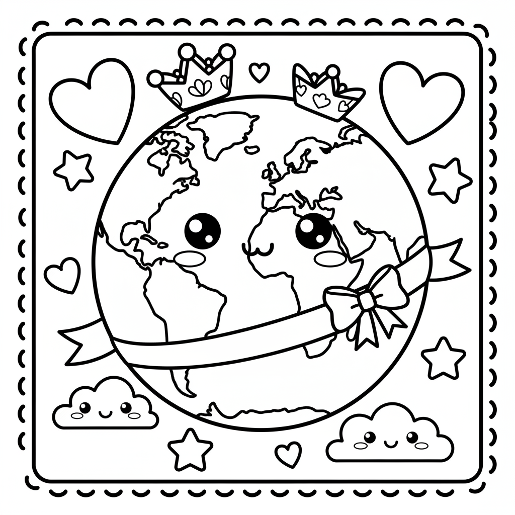 Earth coloring page for seniors - Standard style