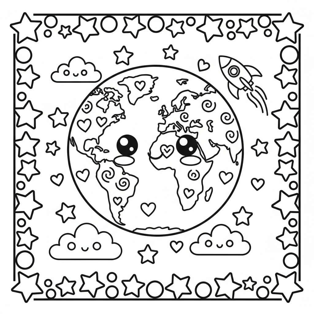 Earth coloring page for teens - Standard style