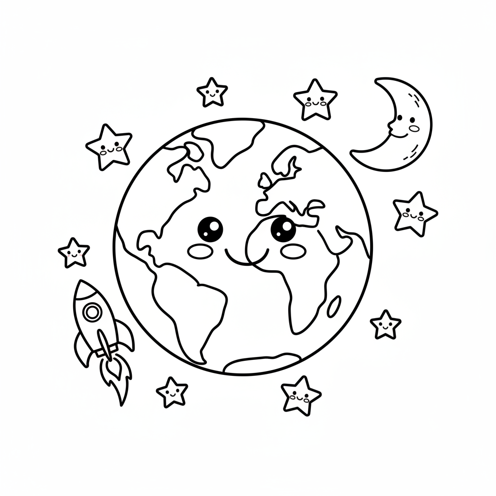 Earth coloring page for toddlers - Standard style