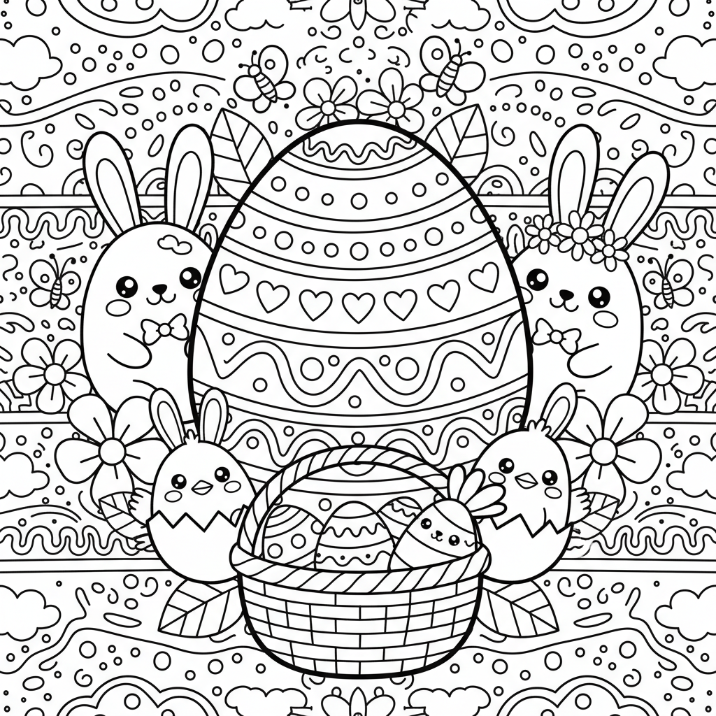 Easter coloring page for adults - Standard style