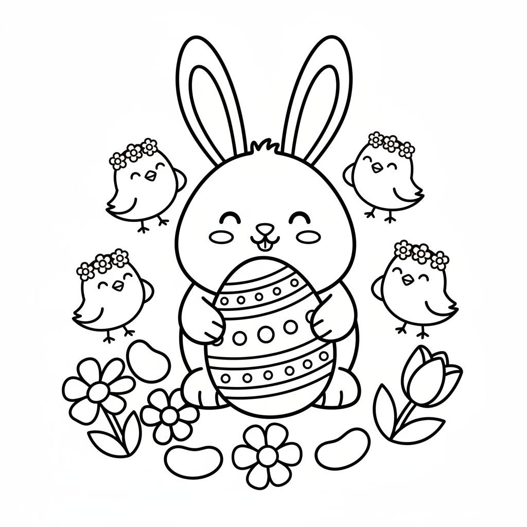 Easter coloring page for beginners - Standard style