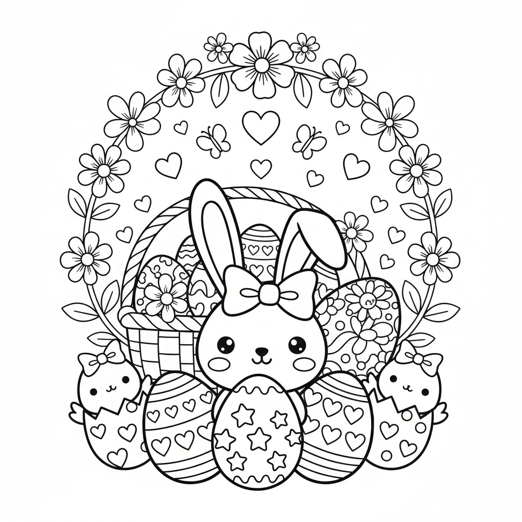 Easter coloring page for girls - Standard style