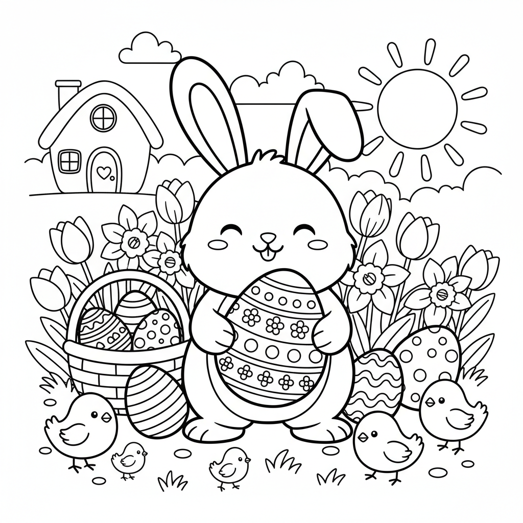 Easter coloring page for intermediates - Standard style