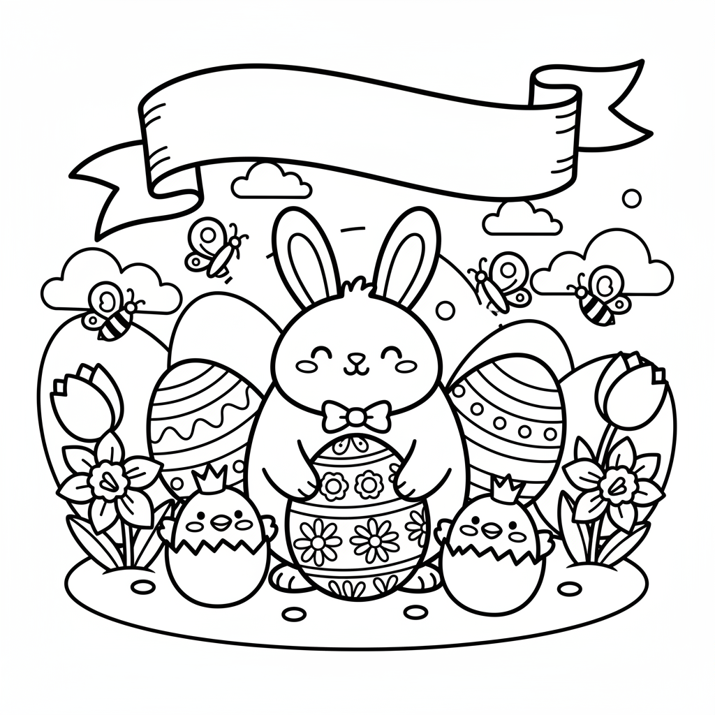 Easter coloring page for seniors - Standard style