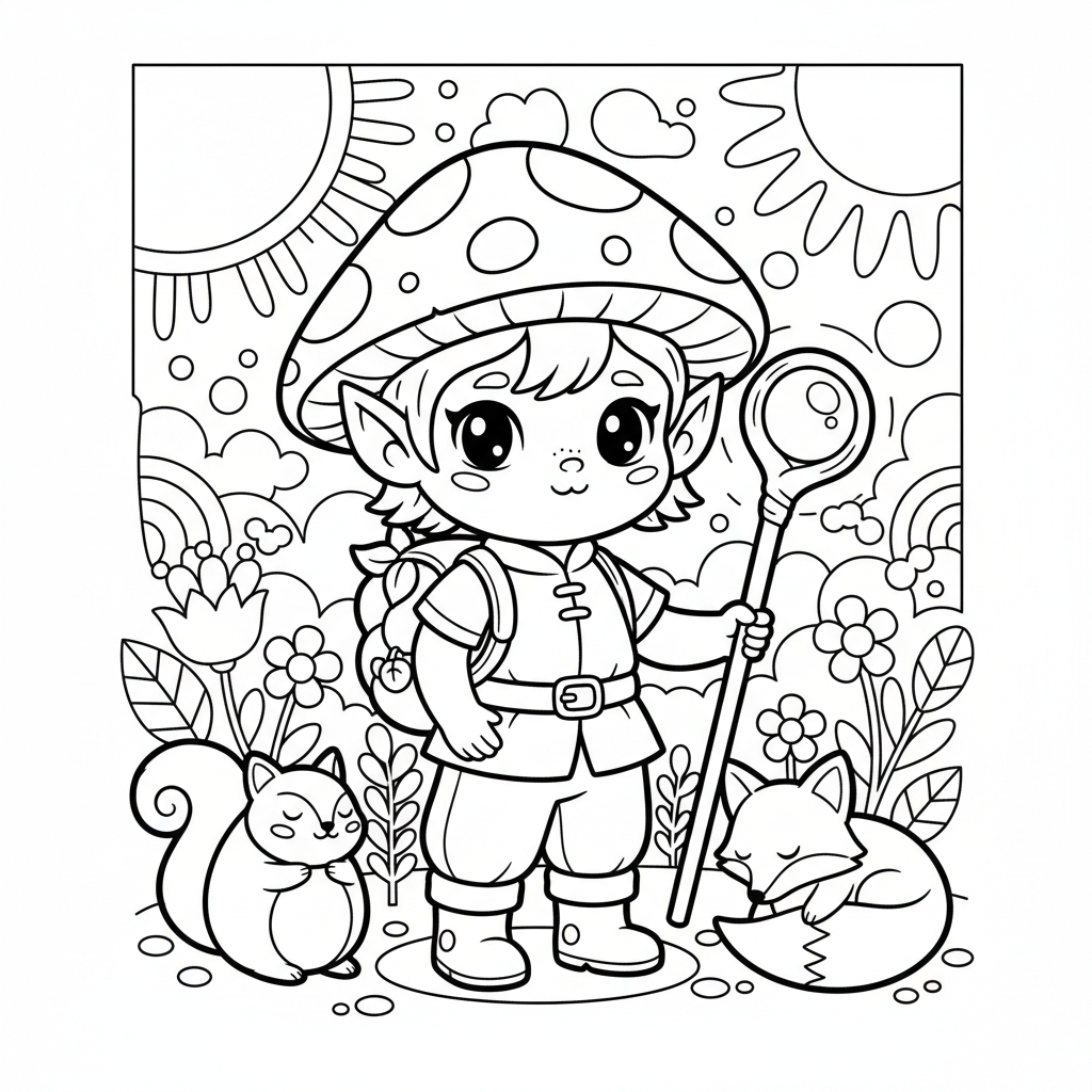 Elf coloring page for intermediates - Standard style