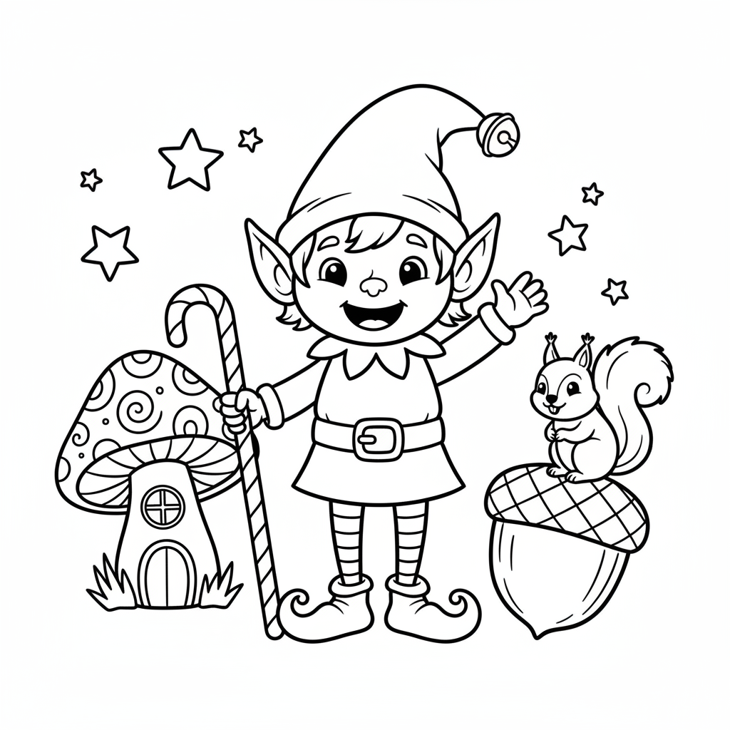Elf coloring page for kids - Standard style