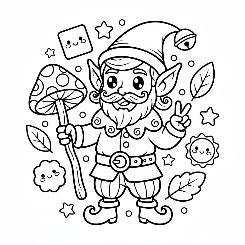 Elf coloring page for men - Standard style