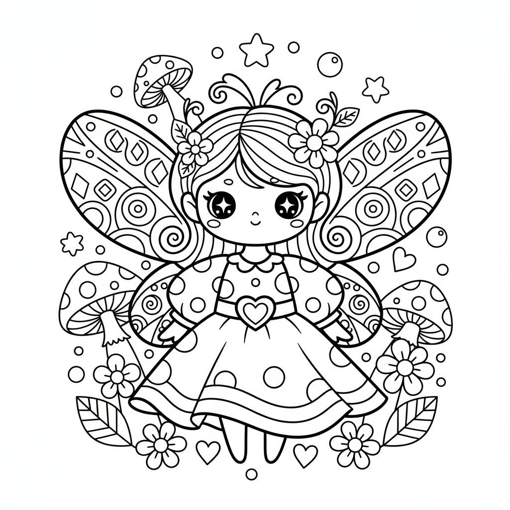 Fairy coloring page for adults - Standard style