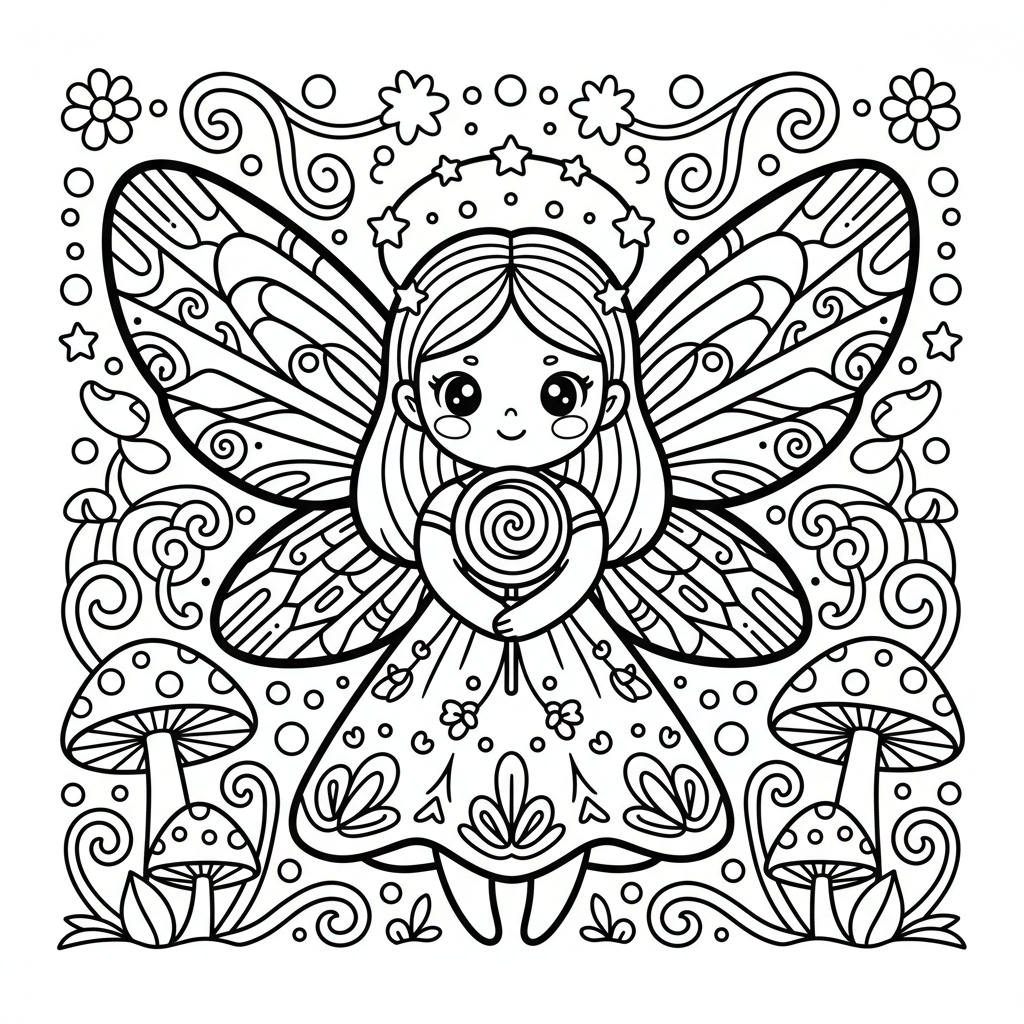 Fairy coloring page for experts - Standard style