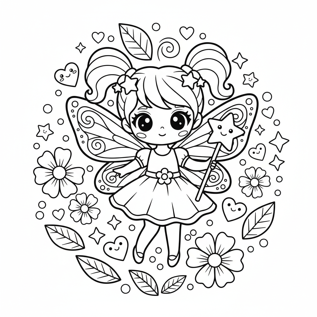 Fairy coloring page for girls - Standard style
