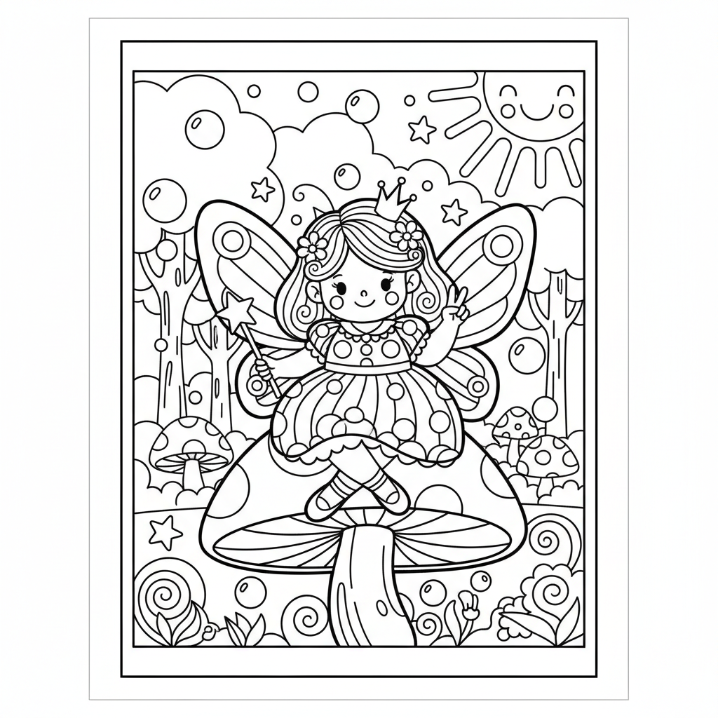 Fairy coloring page for intermediates - Standard style