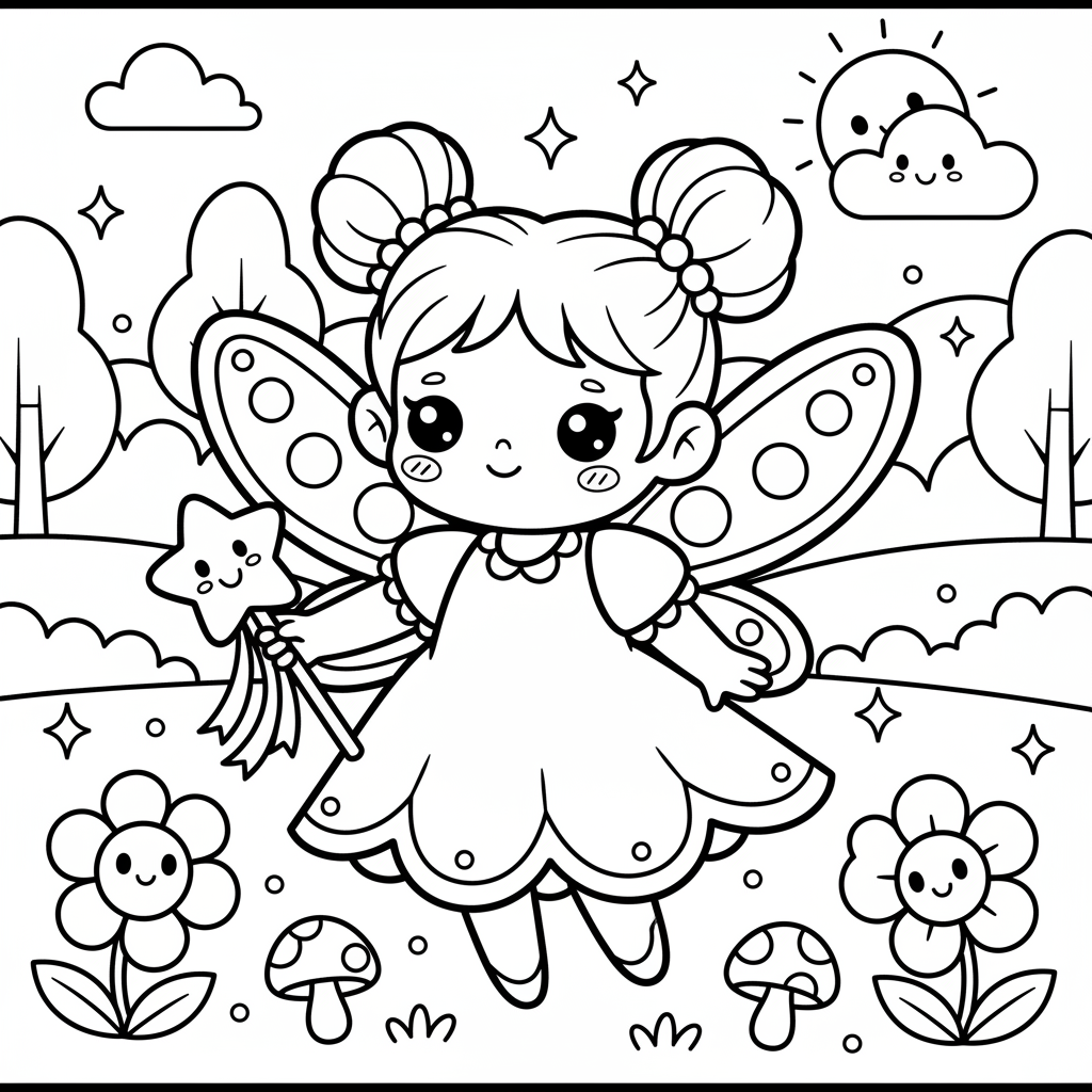Fairy coloring page for kids - Standard style