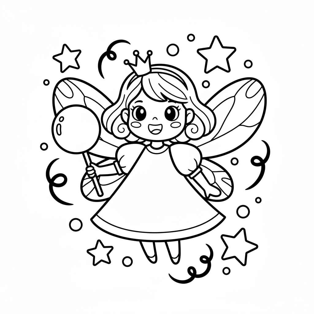 Fairy coloring page for kindergarteners - Standard style