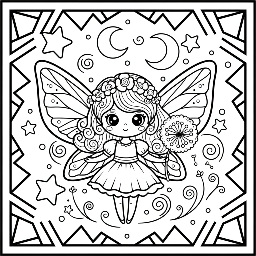 Fairy coloring page for teens - Standard style