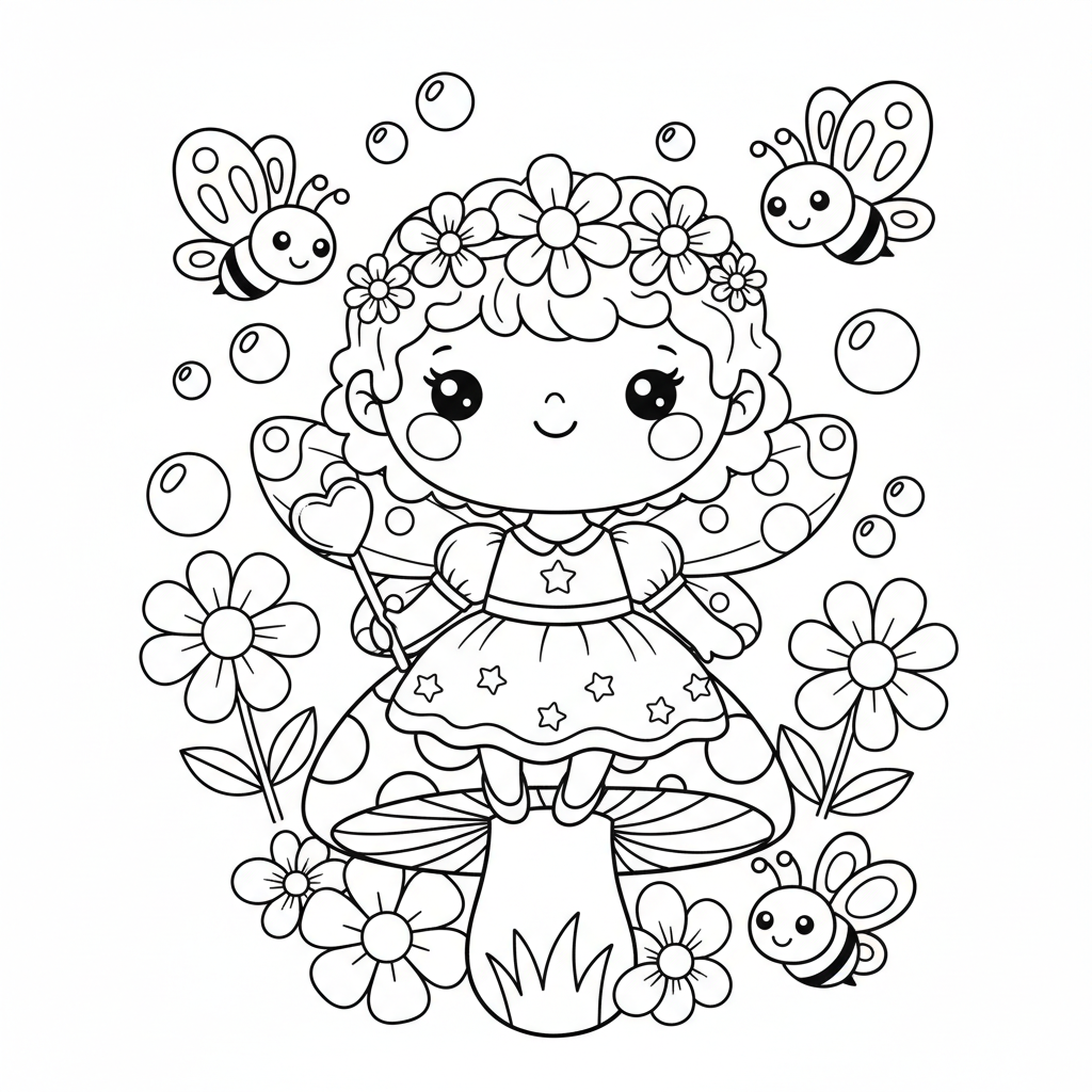 Fairy coloring page for toddlers - Standard style